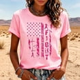 thumbnail image 2 of Mfakffe Breast Cancer Shirts for Women October Breast Cancer Awareness Short Sleeve Tee Pink Ribbon Print Crew Neck Casual T-Shirt for Breast Cancer Support, 2 of 5