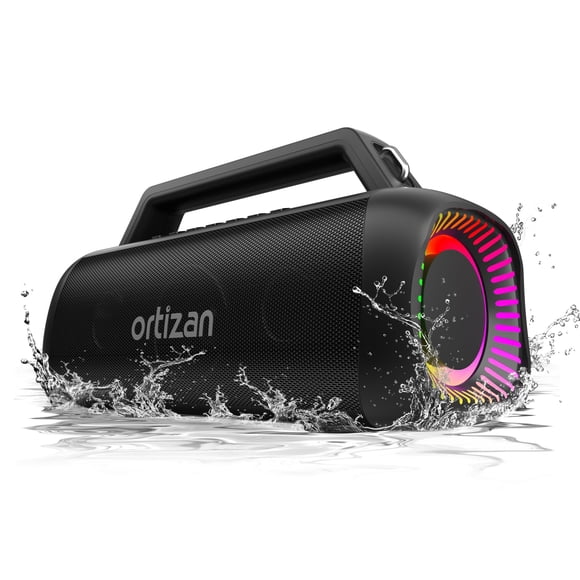Ortizan Portable Bluetooth Speaker Loud, 80W Peak, Bass Up, 20H Playtime, IPX7 Waterproof, RGB Lights, Wireless Stereo Pairing, BT5.3, USB-C, Subwoof