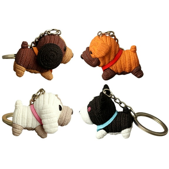 LEORX Handmade Dog Keychain PVC Black 4Pcs