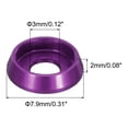 thumbnail image 2 of Uxcell M4 Cone Cup Countersunk Washers,Hole Dia 3mm/0.12" Anodized Aluminum for Screw RC,Model Parts,60PCS(Purple), 2 of 6