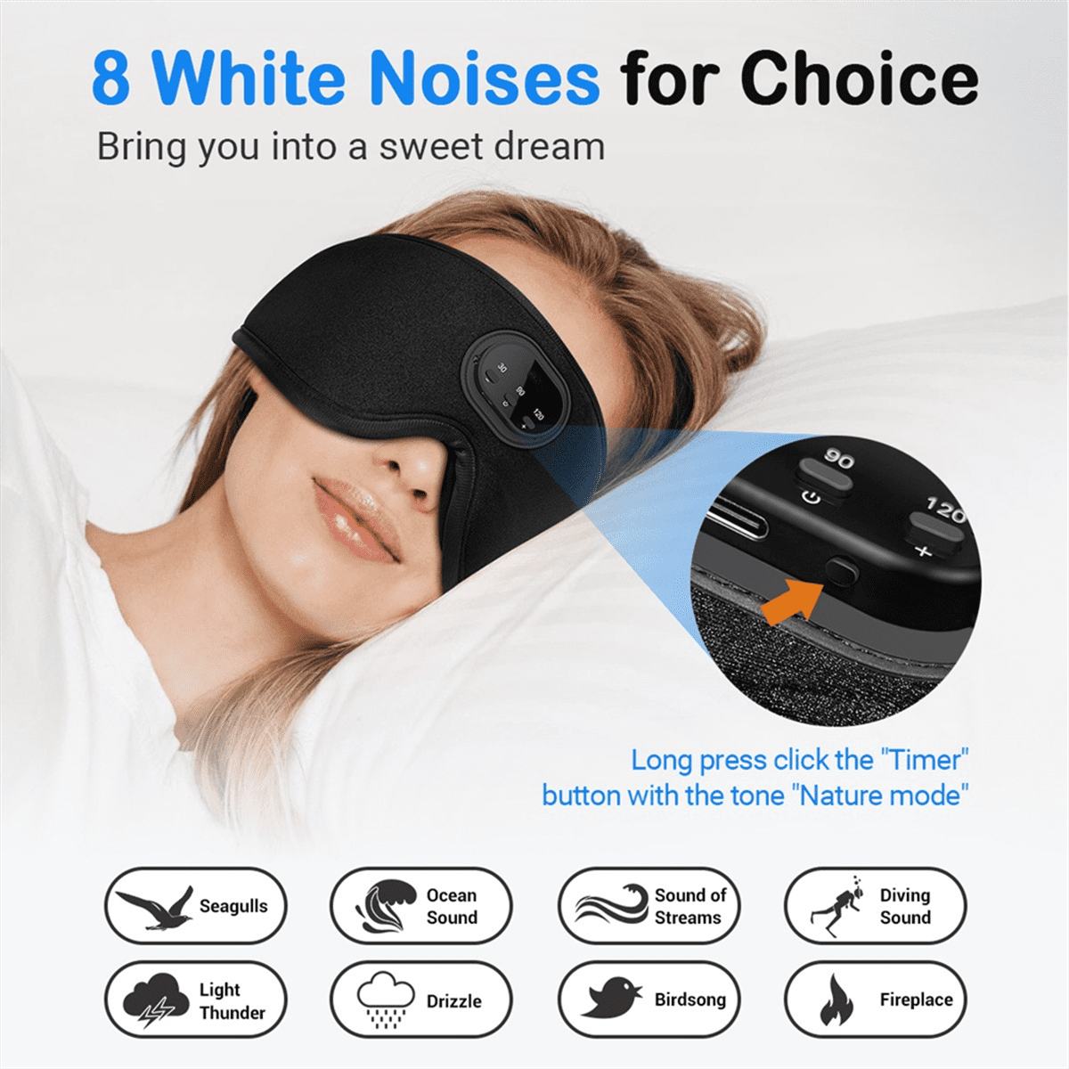 3D Bluetooth Sleeping Mask Headphones Eye Mask Comfortable Wireless Music Sleep Mask Noise Reduction Blackout Sleep Mask