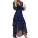 thumbnail image 1 of Vestido de cuello en V con estampado de punto de manga completa sexy informal de moda de verano para mujer Fridja NMB1615, 1 of 5