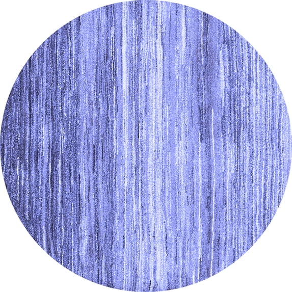 Ahgly Company Machine Washable Indoor Round Abstract Blue Contemporary Area Rugs, 4' Round