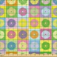 thumbnail image 2 of Ambesonne Floral Boho Fabric by the Yard Upholstery, Pop Art Flower Pattern, 3 Yards, Pink Yellow Fern Green, 2 of 5