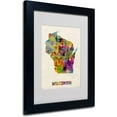 thumbnail image 1 of Trademark Fine Art "Wisconsin Map" Matted Framed Art by Michael Tompsett, Black Frame, 1 of 5