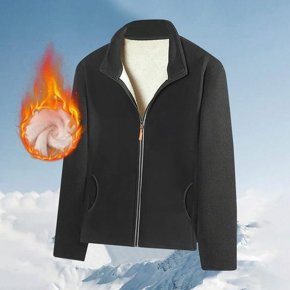 Goodtrade8 Zip up Fleece Jackets Pocket Outdoor Mens Winter Jackets and Coats Casual Plain Stand Collar Long Sleeve Mens Coats Outerwear Winter