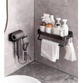 thumbnail image 3 of Universal Hair Dryer Holder, Blow Dryer Hanger Wall Mount for Hair Dryer Hook with Plug&Cord Organizer Self Adhesive for Cabinet Bathroom(1 Pack Black), 3 of 12