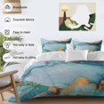 thumbnail image 3 of Queen 4 Piece Bedding Set Gold Lines Turquoise Marble Texture Soft Breathable Duvet Cover and Pillowcase,Abstract Art Duvet Cover Set Washable Bed Sheets for Bedroom Dormitory Guest Room, 3 of 9