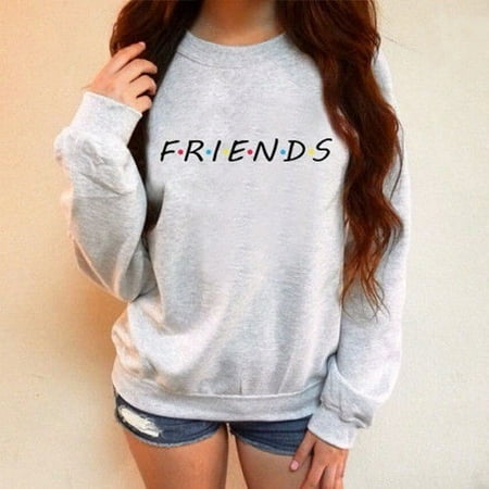 US Womens FRIENDS Print Hoody Sweatshirt Casual Pullover Sweater Jumper (God Made Us Best Friends Hoodies)