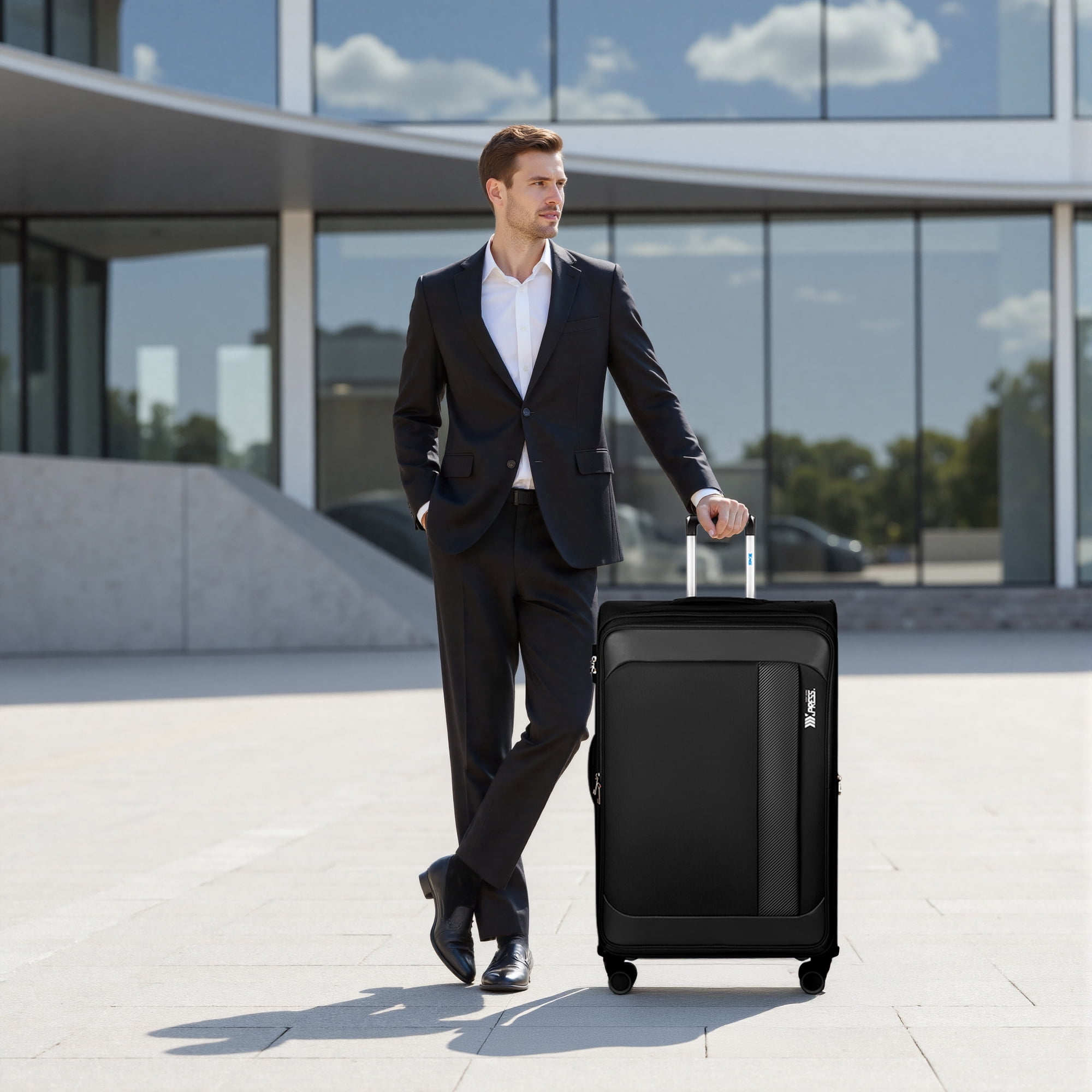 New York Xpress 30" Softside Expandable Luggage Large Checked Suitcase with Spinner Wheels & TSA Lock, Black - 8809