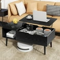 thumbnail image 2 of Lift Top Coffee Table with Hidden Compartment and Storage Shelf - Modern Wooden Center Table for Living Room, Small Rising Dining Table, Black, 2 of 7