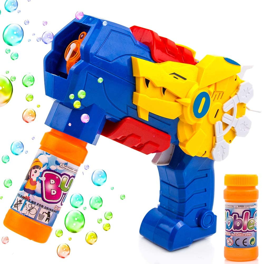Toysery Kids Bubble Gun Blower with LED Lights and Music Summer Time