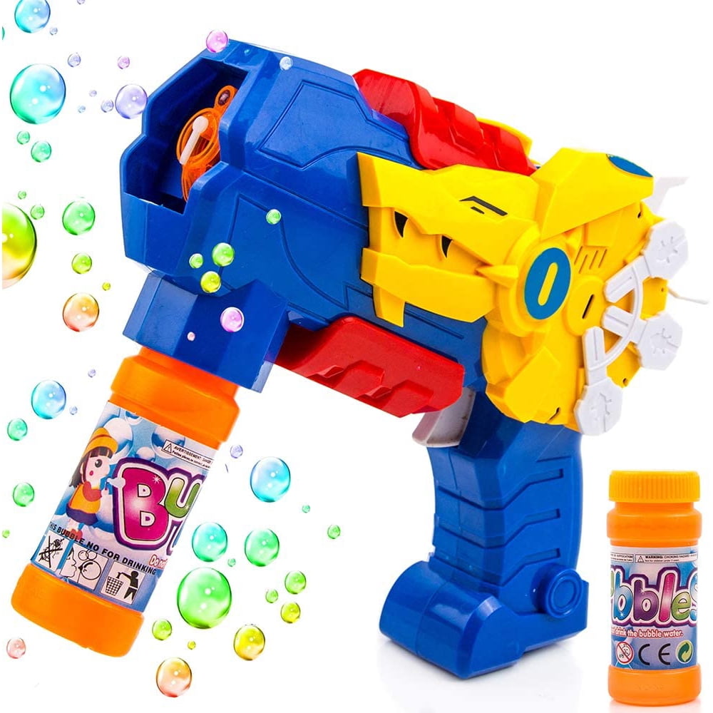 Toysery Kids Bubble Gun Blower with LED Lights and Music Summer time
