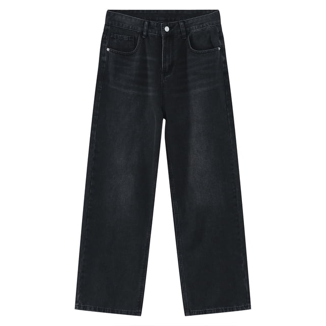 Pantalones vaqueros negros y grises de pierna ancha personalizados Four Seasons para hombre