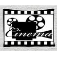 thumbnail image 1 of Movie Theater Tapestry, Monochrome Cinema Projector inside a Strip Frame Abstract Geometric Pattern, Wall Hanging for Bedroom Living Room Dorm Decor, 80W X 60L Inches, Black White, by Ambesonne, 1 of 2