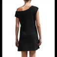 thumbnail image 2 of Vestido Mini de Punto Elástico con Hombros Descubiertos y Mangas para Mujer, Vestido Holgado para Vacaciones, Atuendo Liso. Negro M, 2 of 7