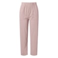thumbnail image 4 of Women's Vintage Corduroy High Waist Pants - Elastic Waist, Straight Wide Leg, Pockets, Fall/Winter Work Trousers, 4 of 5