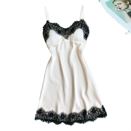 

Shiusina Women Lace Lingerie Nightwear Underwear Robe Babydoll Sleepwear Dress White S