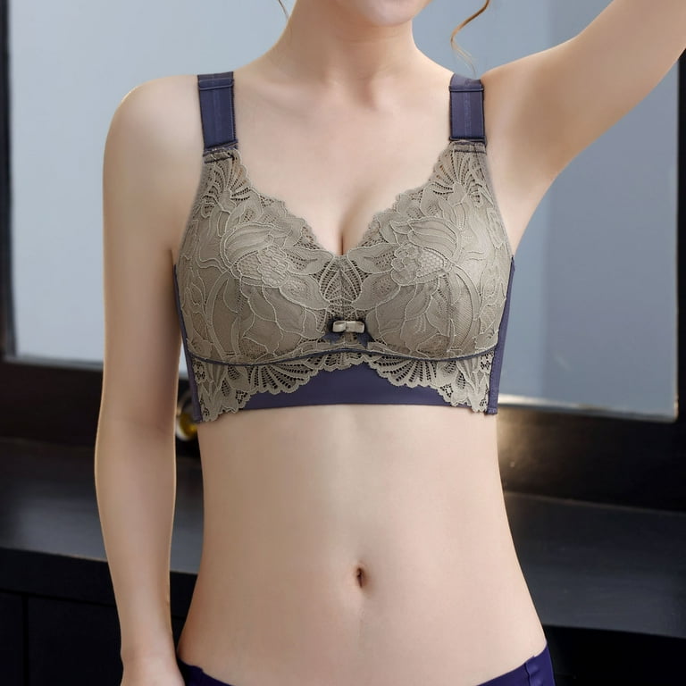 QUYUON Balconette Bra Ladies Comfortable Breathable WIRE-Free Lace