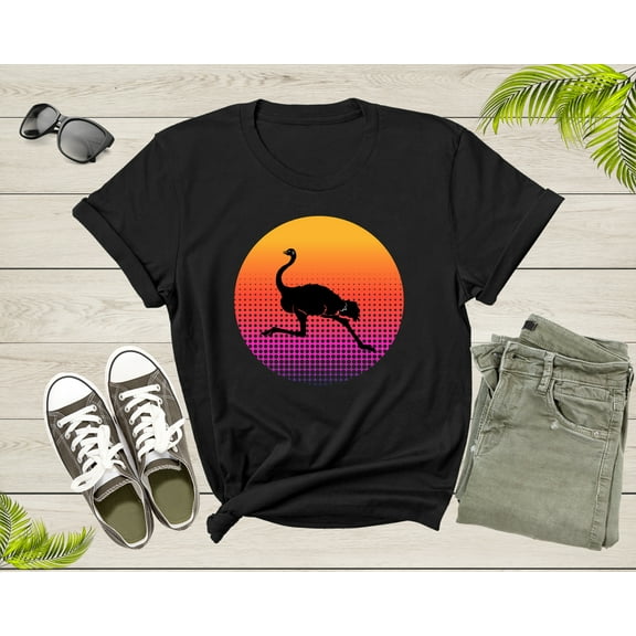 Running Ostrich Animal Bird at Sunset for Men Women Kids T-Shirt Cute Ostrich Bird Lover Gift T Shirt for Men Women Kids Boys Girls Tshirt