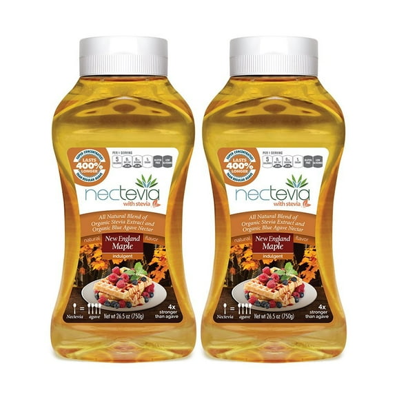Nectevia New England Maple - Stevia Infused Agave Nectar, 2 Pack