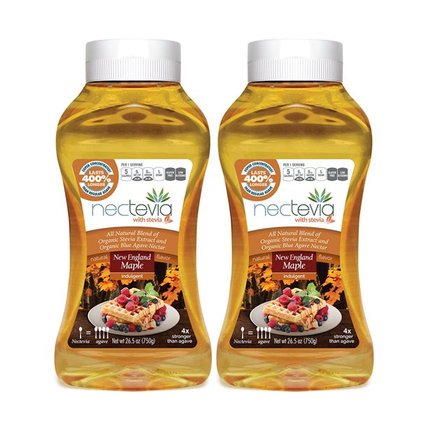 Nectevia New England Maple Stevia Infused Agave Nectar, 2 Pack