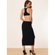 thumbnail image 4 of Vestido de espalda cruzada para mujer, sin mangas, sin mangas, ajustado, sin mangas Negro XS, 4 of 6