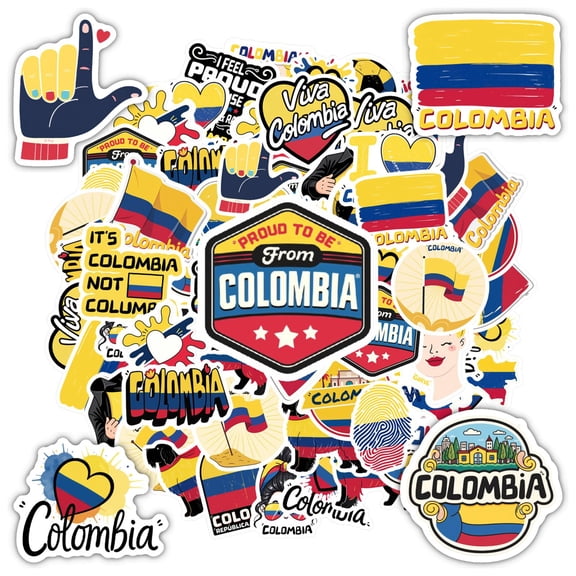 35pcs-50pcs Colorful Colombia Stickers Soccer Vibrant Stickers Heart Sticker Pack for Laptop Suitcase Phone