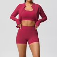 thumbnail image 2 of DHFJKG 3 Piece Workout Sets For Women Yoga Sports Bra High Waisted Shorts Athletic Jacket Casual Running Fitness Yoga Wear Versatile Outfit, 2 of 3