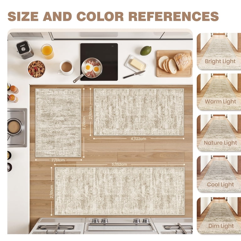 Kitchen Hand Rugs Kitchen Rugs Sets Of 3 2x3 2x4 2x5 Rug Runner Brown - Walmart.com