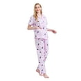 thumbnail image 4 of GLOBAL Women 100% Cotton Button Down Short Sleeve Top & Long Pants Summer Pajama Set with Pockets, 2-Piece, Sizes S to 3XL, 4 of 6