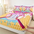 thumbnail image 4 of Erosebridal Ice Cream Drip Dessert Boy Queen Sheet Sets 4 Pieces,Teens Sport Baseball Letter Monogrammed B Bed Set, 4 of 5