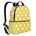 thumbnail image 2 of Zufioo Yellow And White Polka Dot Print Fashion Large Capacity Backpack, Zippered Multi-compartment Travel Work Campus Lightweight Backpack, Unisex, 2 of 5