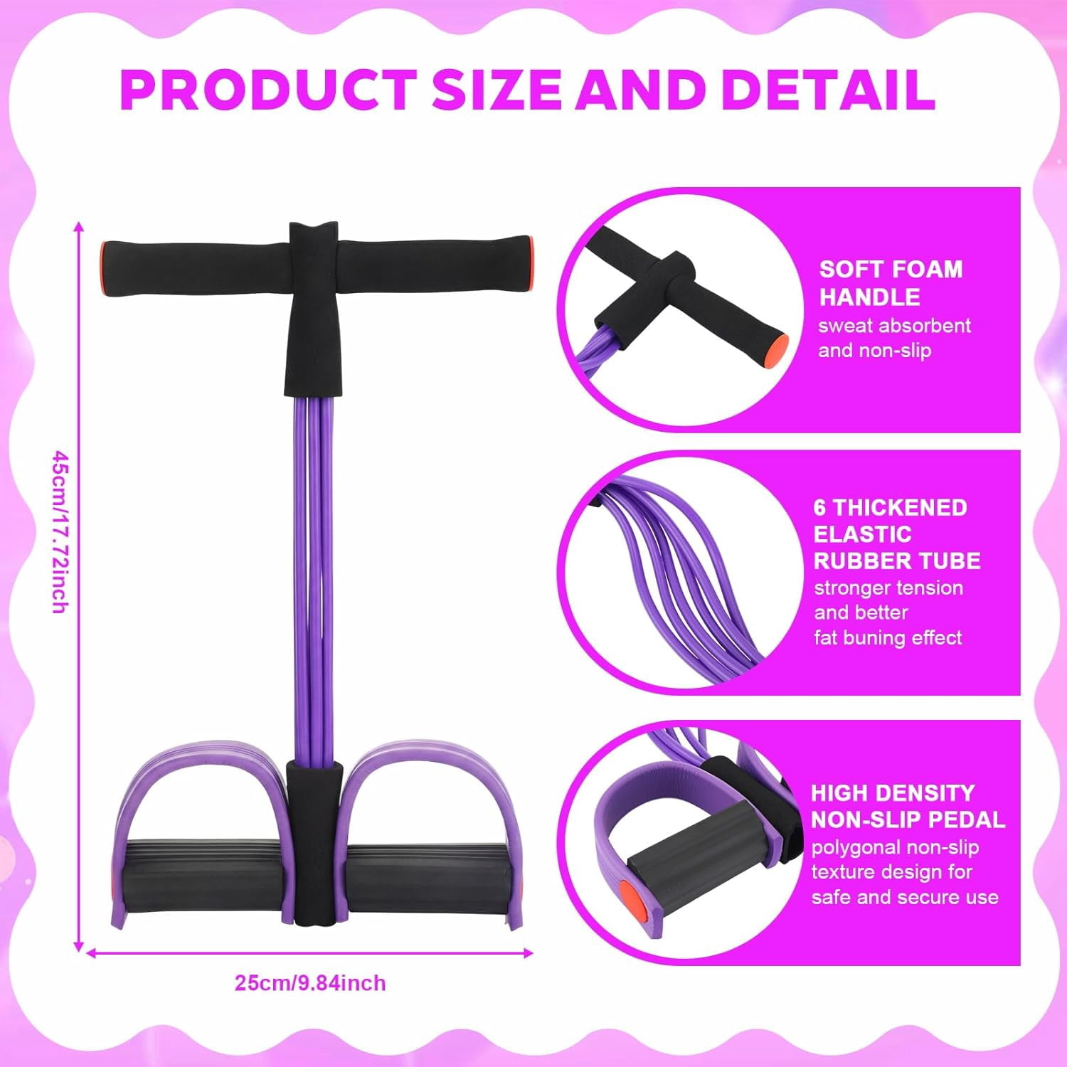 JJEAN-2 Pcs Fitness Resistance Bands 6 Tube Pedal Resistance Bands with Handles 8 Shaped Training Elastic Ropes Multifunction Tension Ropes for Waist Arm Shoulder Leg Back Home Workout