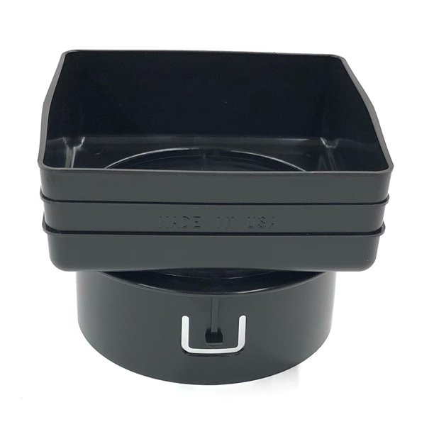 Plastic Universal Downspout to Drain Tile Adapter (6X6X6, Black
