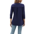 thumbnail image 6 of ESASSALY Women 3/4 Sleeve V-Neck Blouses Button-down ShirtsTops Spring Loose Casual Shirts Streetwear, 6 of 6