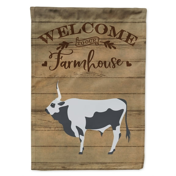 Caroline's Treasures CK6768CHF Hungarian Grey Steppe Cow Welcome Flag Canvas House Size , Large, multicolor