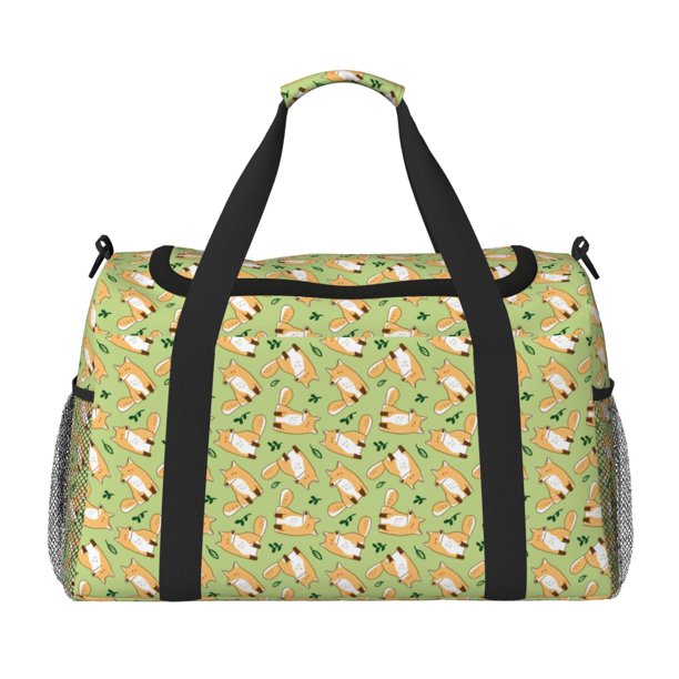 Disketp Cartoon Fox 2 Bolsa de Viaje Tipo Duffle, Bolso de Mano para Fin de Semana para Mujer, Bolsa de Gimnasio Ligera para Hombre, Esencial para Viajes