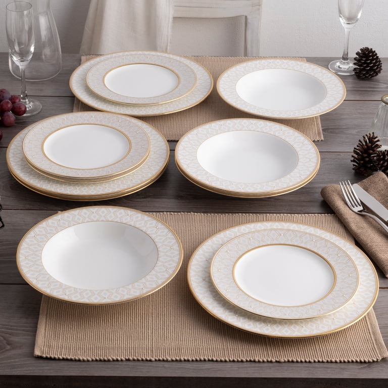 Noritake Noble Pearl 12-Piece Dinnerware Set, Service for 4