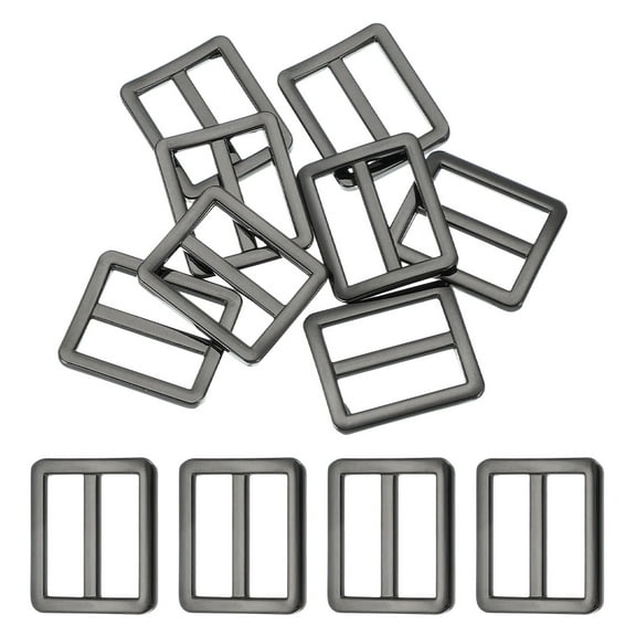 8pcs Flat Metal Slide Buckle, 1" Zinc Alloy Adjustable Buckles, Webbing Strap Fastener Tri Glide Adjuster Slider for Bags Backpack Purse Belts, Gun Black