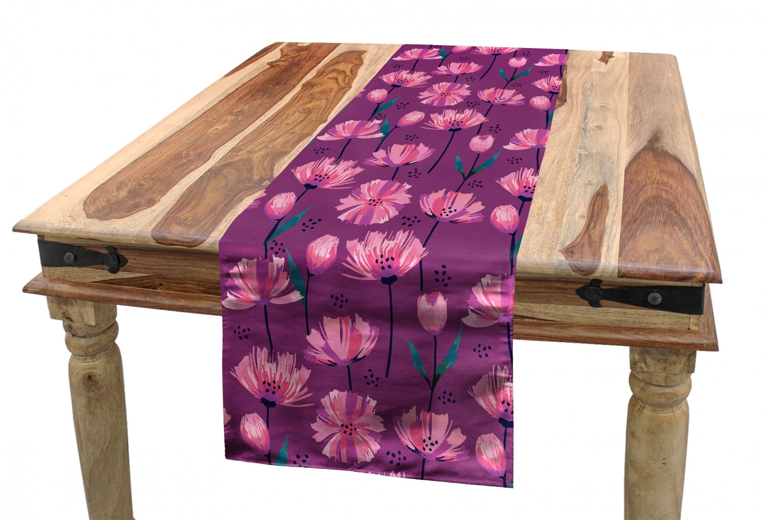 Baby Pink and Purple 16 X 72 Ambesonne Floral Table Runner Monochrome Intricate Colorful Vibrant Colors Petal Rhythmic Illustration Dining Room Kitchen Rectangular Runner