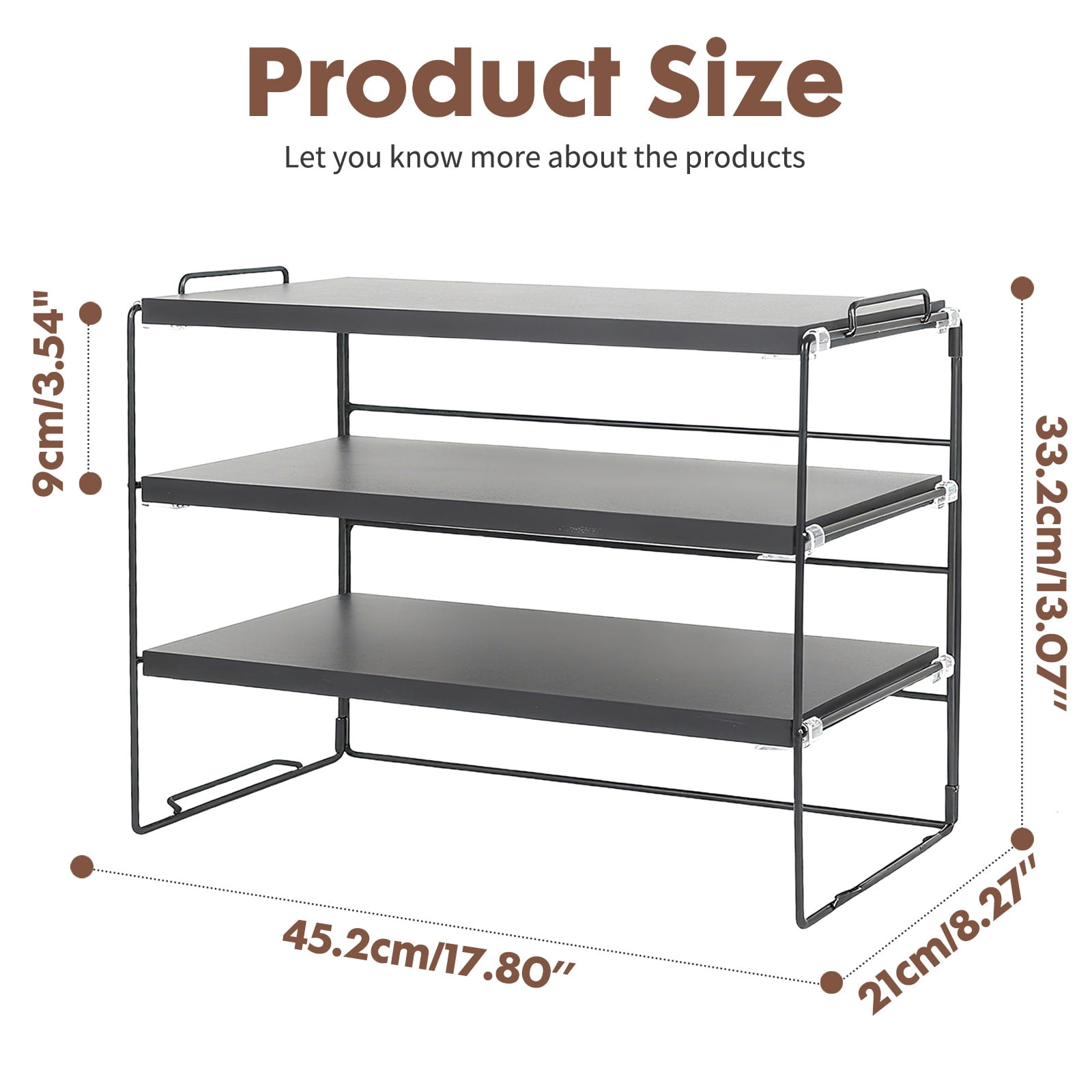 YOYTOO Desk Shelf Organizer, 3 Tier Desktop Organizers Storage Shelves Tabletop Bookshelf for Home Office, Black