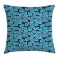 thumbnail image 1 of Turquoise Blue Throw Pillow Cushion Cover, Abstract Colored Exotic Pomegranate Fruit, Decorative Square Accent Pillow Case, 24" X 24", Turquoise Sea Blue Night Blue and Pale Yellow, by Ambesonne, 1 of 2
