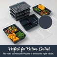 thumbnail image 4 of Prep - 20-Piece 3-Compartment Reusable Meal Prep Containers with Lids, PFAS & BPA Free Materials, Durable, Microwave, Freezer, & Dishwasher Safe To Go Food Storage (Navy Blue), 4 of 6