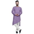 thumbnail image 1 of Atasi Kurta Indienne Asymétrique pour Hommes Col Rond Solide Tenue de Fête, 1 of 5