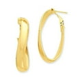 thumbnail image 5 of 14K Yellow Gold Twisted Oval Hoop Earrings, 5 of 6
