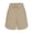 Khaki, variant on Women's Drawstring High Waisted Bermuda Shorts with Pockets, Soft Stretchy Casual Athletic Workout Summer Shorts, Khaki, Size L