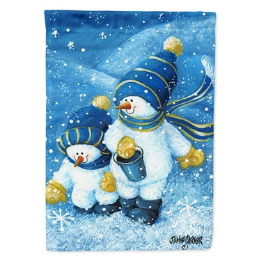 Carolines Treasures PJC1011CHF Gathering Snowflakes Snowman Flag Canvas House Size  Large multicolor