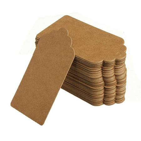 100Pcs Kraft Paper Gift Tags Vintage Hang Tags Wedding Birthday Label Blank Luggage Card Rectangle Tags for Crafts & Price Tags