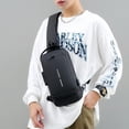thumbnail image 2 of Minnieouse Bolso de poliéster para hombre, bolso de un solo hombro, multibolsillo, cremallera antipérdida, reemplazo de cintura, bolsos de Bolsas de mensajero y de hombro Negro, 2 of 6